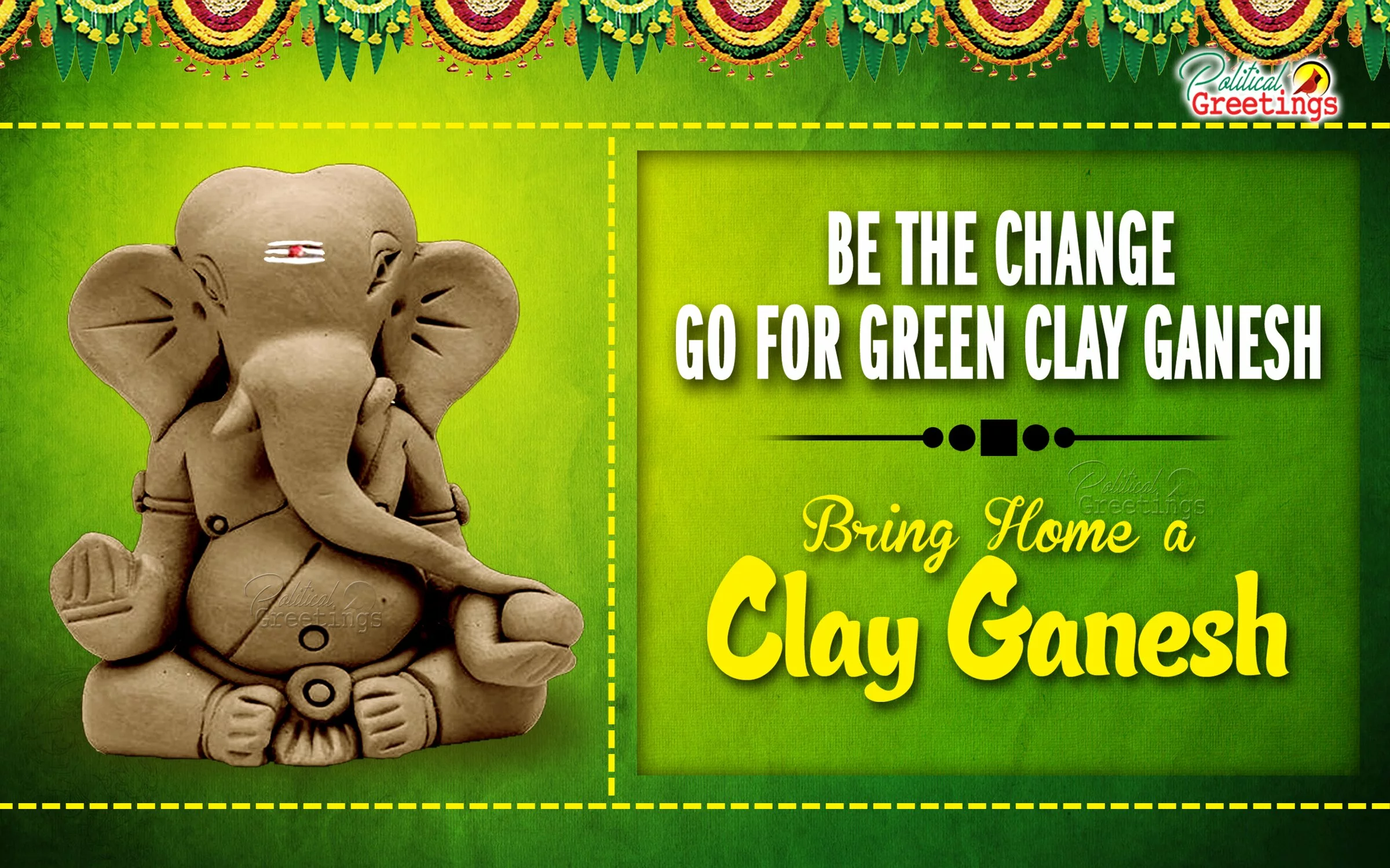 clay ganesha posters and wallpapers in telugu language - eco friendly ganesh chaturthi telugu images